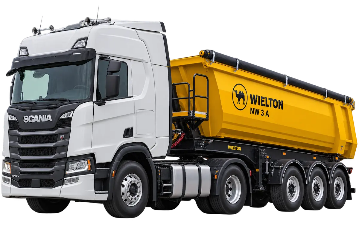 Самосвальный полуприцеп Scania R450 + Wielton NW 3 A